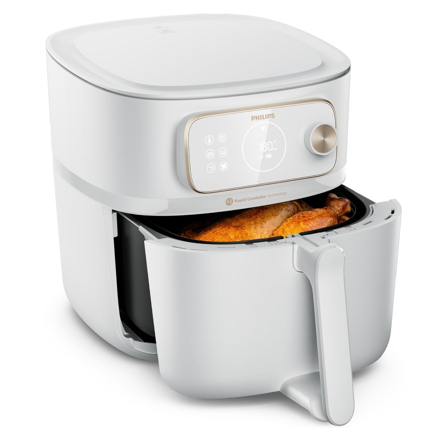 Philips Airfryer Combi 7000-Serie XXL - 8,3 l (2 kg), 22-in-1-Heißluftfritteuse, WiFi-Verbindung, 99% weniger Fettzugabe** mit Rapid CombiAir, HomeID App, Weiß (HD9876/20)