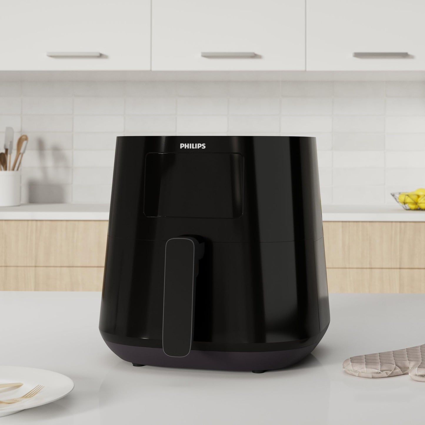 Philips HD9280/90 Airfryer XL Essential (Heißluftfritteuse, 2000 W, 1200 g Kapazität, digitales Display, Wifi Connected) schwarz