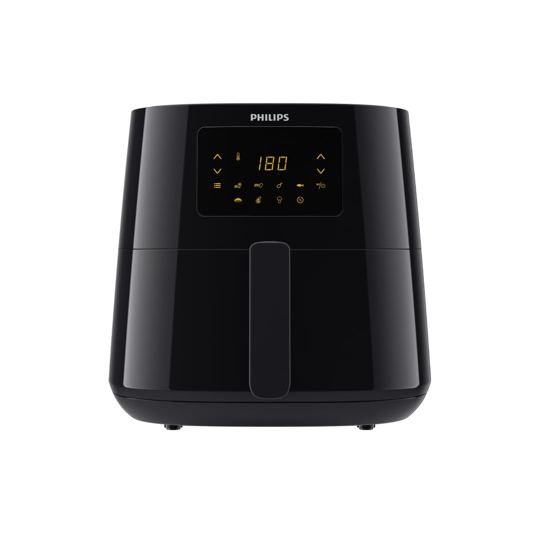 Philips Essential Airfryer XL - 6.2L, Fritteuse ohne Öl, Rapid Air Heißlufttechnologie, Touchscreen, NutriU App mit Rezepten (HD9270/90), 2000 W, 15 x 15 x 14 cm, Schwarz