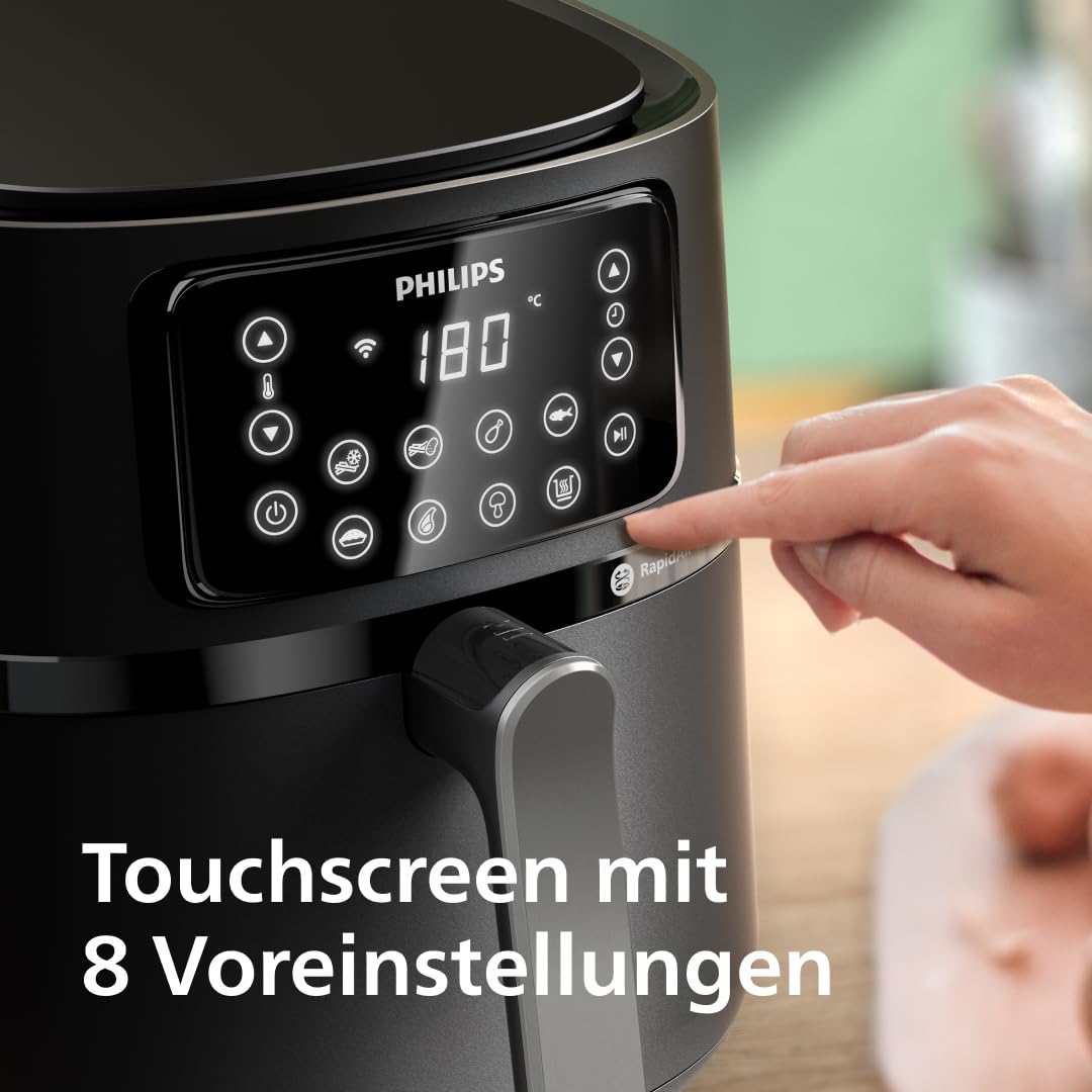 Philips Airfryer 5000 Connected Series – 16 Arten der Zubereitung, 7,2 l Fassungsvermögen, Rapid Air Technologie für gesunde Mahlzeiten, energiesparend, leicht zu reinigen (HD9285/90)