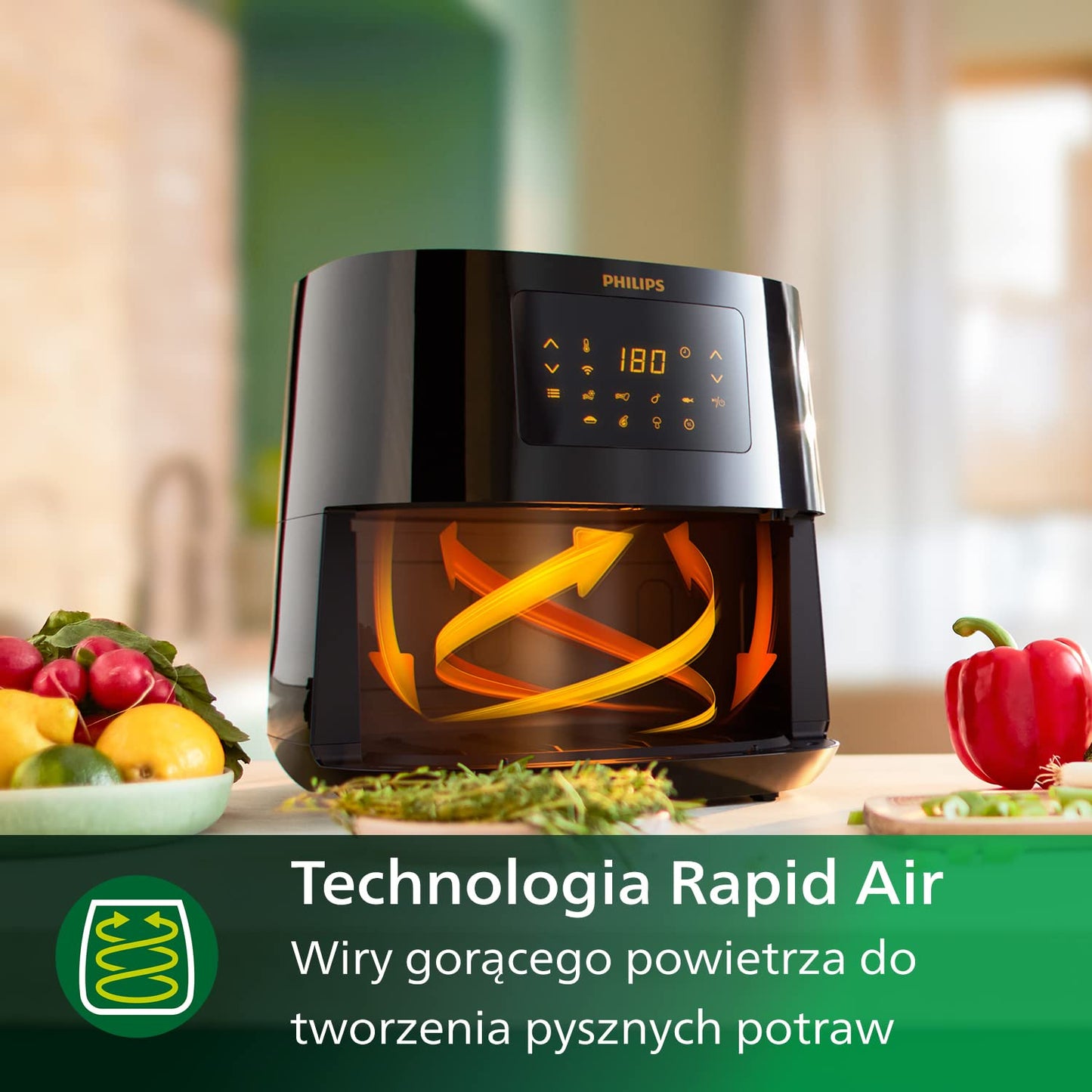 Philips Essential Airfryer - 4.1L, Fritteuse ohne Öl, Rapid Air Heißlufttechnologie, Touchscreen, HomeID App mit Rezepten (HD9252/90)